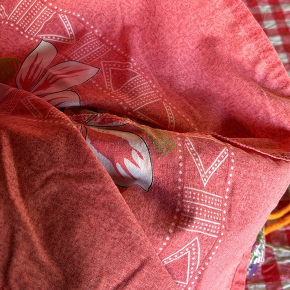 Vintage Hawaiian Tropical Coral Pink Cotton Short Sleeve Midi Muumuu Housedress - Picture 10 of 11